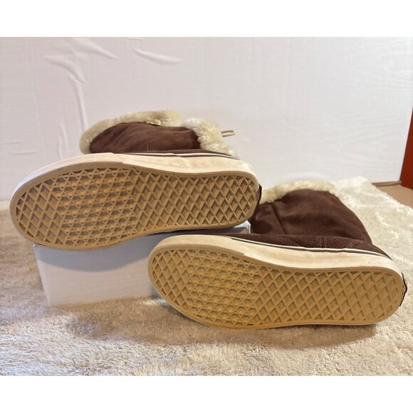 Vans Dasan Sneaker Boots Women’s Size 7 Brown Suede Fur Lined Tall Skull Button - Picture 13 of 14